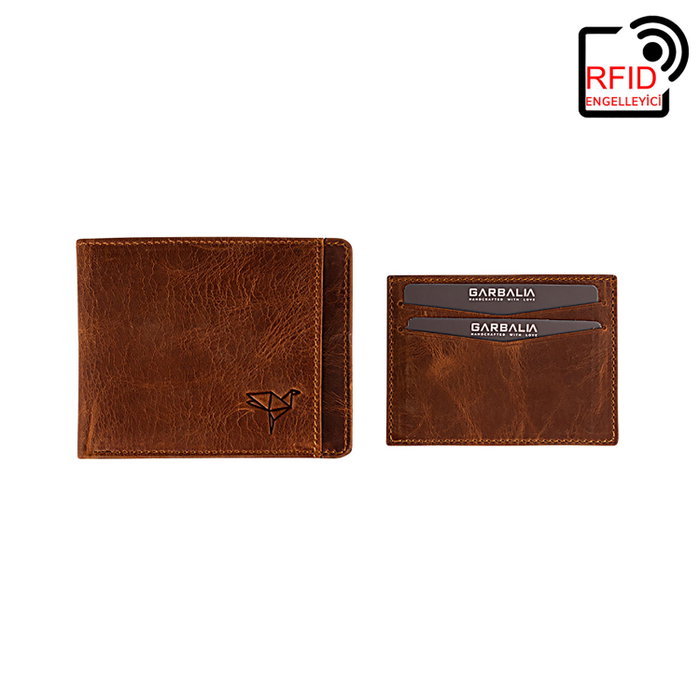 Zoozie Bags Cartera para Hombre de Piel Auténtica, Tostado, 10 cm x 2 cm x 7.4 cm